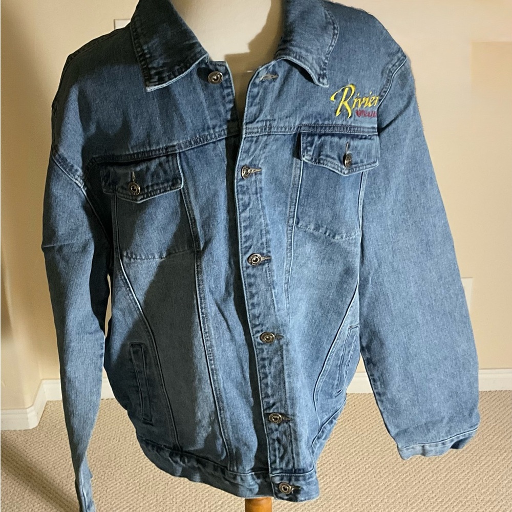 Riviera Hotel & Casino 100% Cotton Medium Wash Denim Jacket XXL Unisex Vintage